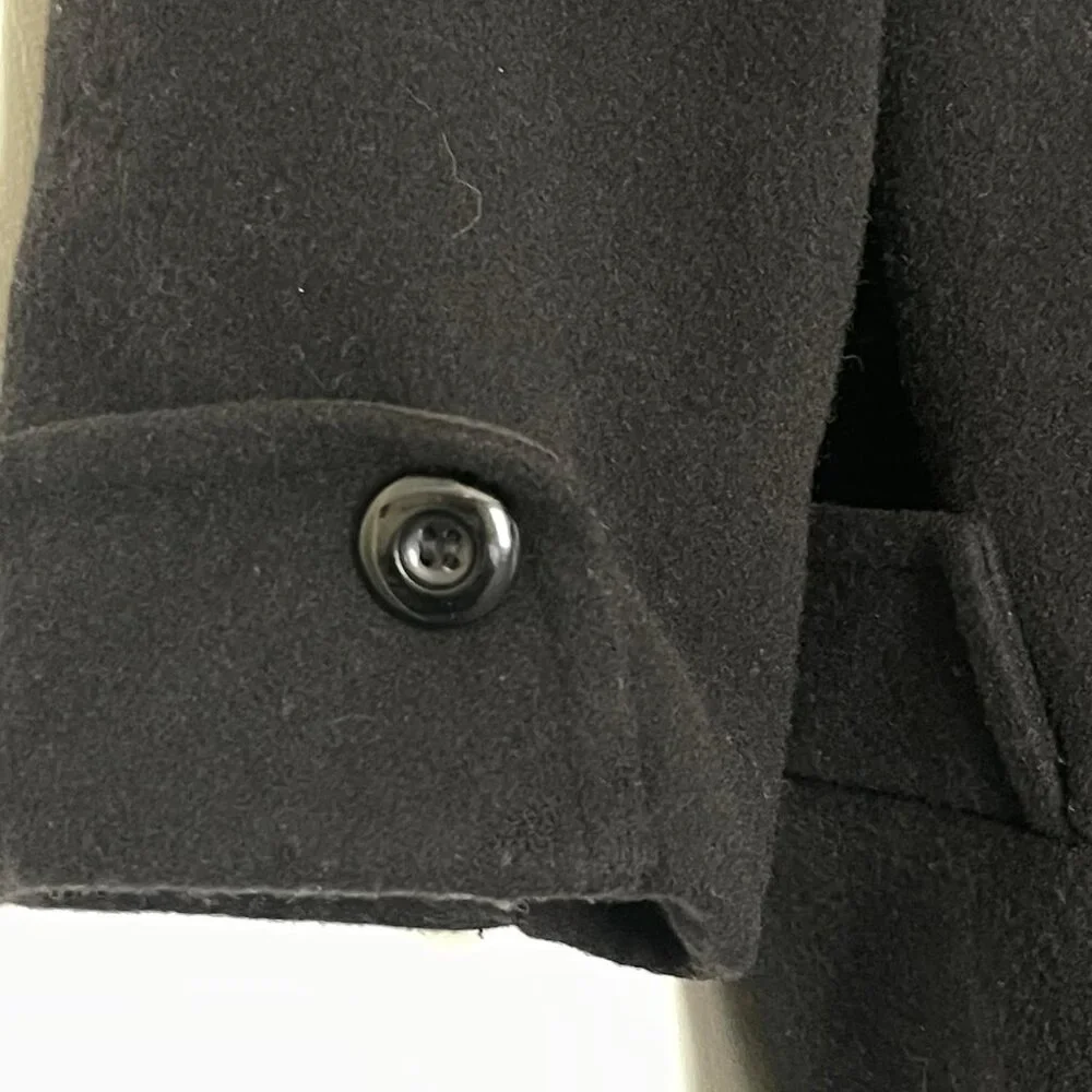 DONNYBROOK Black Vintage 100% Wool Coat Double Breasted full Length S 2P - Picture 8 of 14